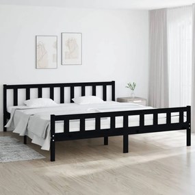 Fekete tömör fa ágykeret 200x200 cm