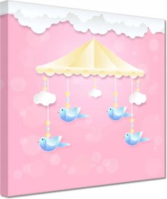 Vászonkép 20x20 Aranyos körhinta madárkákkal