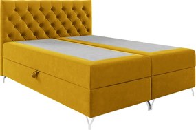 Boxspring ágy, 160x200, sárga Velvet szövet, GULIETTE + ajándék