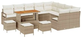 vidaXL Kerti Kanapé Szett párnával 13 pcs Bézs polirattan