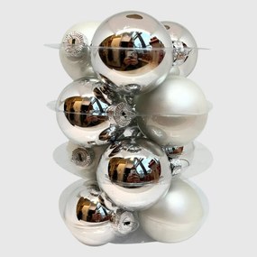 Silver ezüst üveg karácsonyi gömb szett 12*6cm