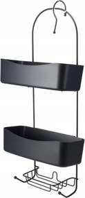 Fém Fürdőszobai Polc 24 X 12 X 59 CM Két Kosárral Pp Fekete