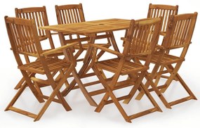 vidaXL 7 részes összecsukható tömör akácfa kerti étkezőszett