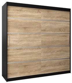 Ruhásszekrény 250 cm Verika 1 250 (fekete + szonoma tölgy). 1063749