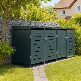 Fémtároló 4 kukához antracit 264 × 116 × 80 cm