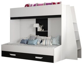 Kombinált gyerekágy 90 cm Puro 17 (matt fehér + fényes fehér + fényes fekete). 1087114
