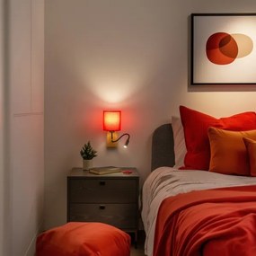 Brilagi - LED Fali lámpa NUBILA WOOD 1xE27/25W/230V + LED/3W tölgy/piros