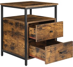 Éjjeliszekrény, oldalasztal, 45 x 60 x 45 cm, szüreti barna / fekete