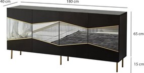 Nice komód, fekete-füstszürke, 180 cm