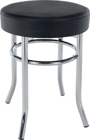 Puff, króm + textilbőr fekete, IRENA