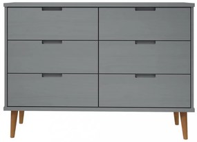MOLDE szürke tömör fenyőfa fiókos szekrény 113 x 40 x 80 cm