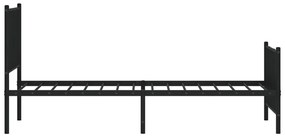 fekete fém ágykeret fej- és lábtámlával 75 x 190 cm