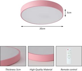 Brilagi - POOL dimmelhető LED mennyezeti lámpa, 36W, 230V, 3000-6000K, 30 cm, rózsaszín + távirányító