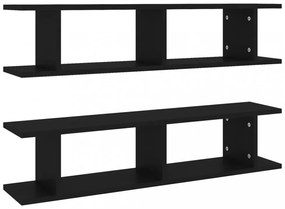 2 db fekete forgácslap fali polc 90 x 18 x 20 cm