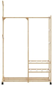 bambusz ruhaállvány polcokkal és kerekekkel 100x38x175,5 cm