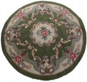 Aubusson gyapjú szőnyeg Ø200 zöld kerek