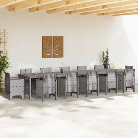 Kerti Asztal Világosszürke 400 x 100 x 73 cm polirattan