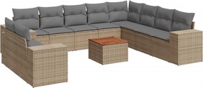 vidaXL 11 részes bézs polyrattan kerti ülőgarnitúra párnákkal