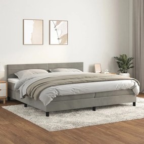 világosszürke bársony rugós ágy matraccal 200x200 cm