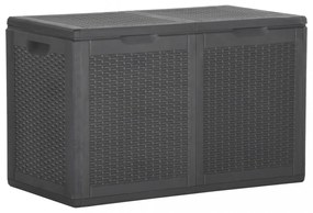 fekete PP rattan kerti tárolóláda 180 L