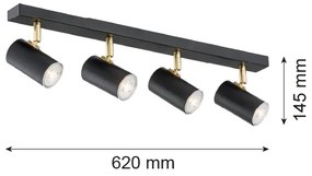 Argon 1690 - Spotlámpa LAGOS 4xGU10/5W/230V fekete/sárgaréz