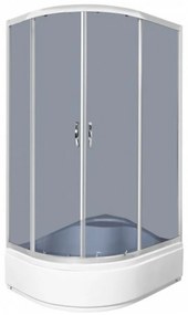 Katia 100 aszimmetrikus íves zuhanykabin, 100x80x196 cm, grafit üveg, jobbos