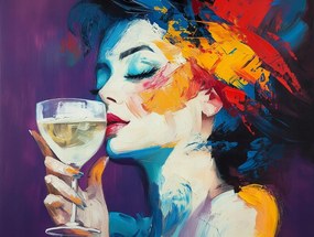Vászonkép Canvas Színes Portré Nő Bor Absztrakt 100x75