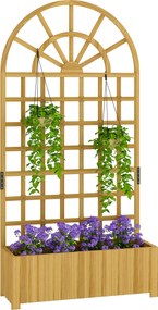 Outsunny fa trellissel ellátott emelt virágláda, 90 x 30 x 180 cm, natúr | Aosom