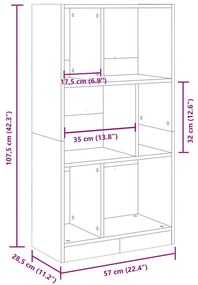 betonszürke szerelt fa könyvespolc 57 x 28,5 x 107,5 cm