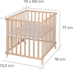 Natúr színű bükkfa járóka állítható magassággal 75x100 cm Lil Planet – Roba