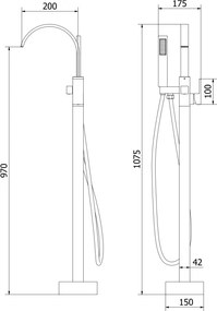 Mexen VEDA szabadon álló kádcsaptelep, króm, 75433-00