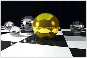 Poszterek 120x80 Sárga gömb a sakktáblán