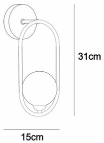 ITALUX LUPUS WL-3965-1-BL fekete falikar fehér üveggömbbel – modern design világítás nappaliba és hálószobába
