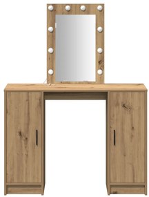 Öltözőasztal LED lámpákkal Kézműves Tölgy 102x33x135 cm
