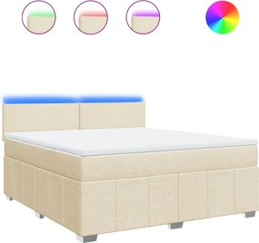 vidaXL krémszínű szövet rugós ágy matraccal 180 x 200 cm