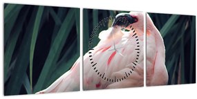 Kép - Flamingó (órával) (90x30 cm)