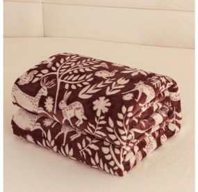 Mikroplüss takaró FOREST ANIMALS, bordó Méret: 150 x 200 cm