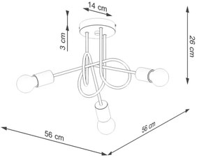Sollux SL.1477 - Felületre szerelhető csillár EMBER 3xE27/15W/230V fekete/bézs/bükkfa