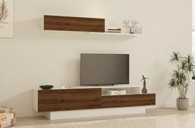 Elda TV-állvány, fehér-dió, 160 cm