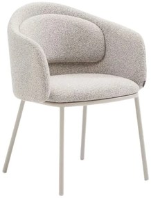 Szürkésbézs kárpitozott karfás étkezőfotel Minda – Kave Home