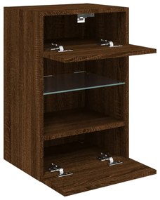 barna tölgyszínű fali TV-szekrény LED-del 40x30x60,5 cm