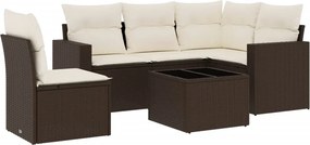 vidaXL 6 részes barna polyrattan kerti ülőgarnitúra párnával