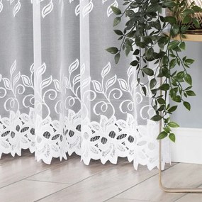 Zsakárd függöny virágmintával, 220cm, fehér