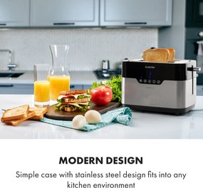 Klarstein Arabica, kenyérpirító, 920 W, LED kijelző, érintőképernyő, rozsdamentes acél