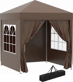 Outsunny 2x2m Vízálló Pavilon, Összecsukható Pop-Up Pavilon 4 Oldalfallal, Csepegtetőnyílású Ablakkal, UV 30+ Összecsukható Party Sátor, Kerti Sátor H