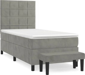 vidaXL világosszürke bársony rugós ágy matraccal 90x190 cm