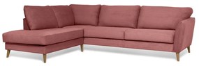 Rózsaszín kordbársony sarokkanapé (bal oldali) Paris – Scandic