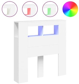 fehér szerelt fa LED-es fejtámla 100x18,5x103,5 cm