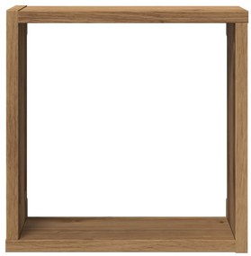 6 db kézműves tölgyszínű szerelt fa fali kockapolc 30x15x30 cm