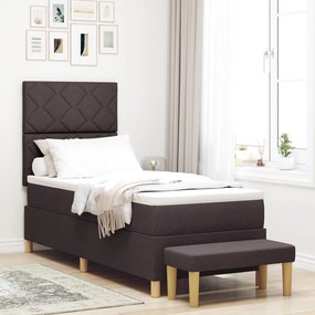 Bonell rugós ágy matraccal és paddal Sötétbarna 80x200 cm Szövet
